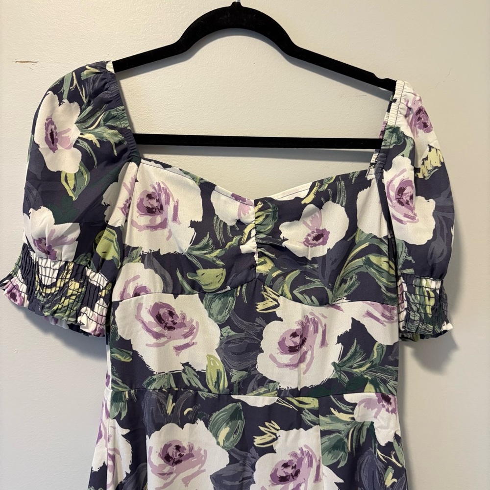 bohme Lavender & Olive Floral Midi Dress NWT
